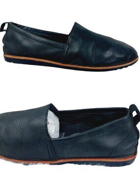 Sorel Women's Black Ella Leather Slip-On Flat Loafer Shoes Size US 7.5